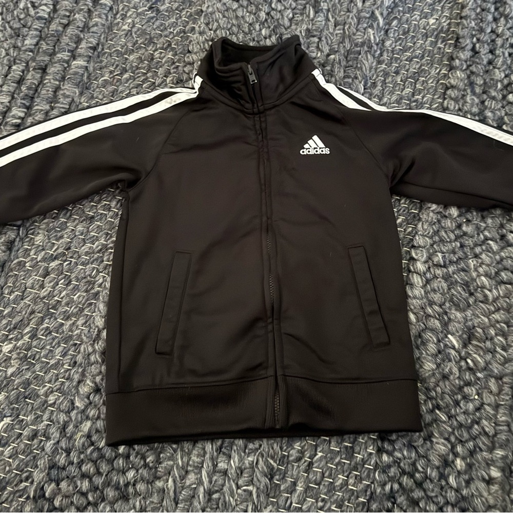 Adidas Boys Track Jacket Soccer Size 4T Black Full Zip